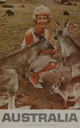 Original Australia Travel Poster Woman With Kangaroos Photo