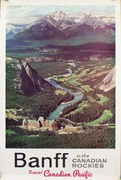 Canadian Pacific Original Travel Poster Banff aerial photo