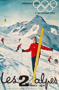  1968 Grenoble France Original Vintage [[Ski]]Travel Poster