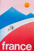 France Original Vintage Travel Poster [[Ski]] Cartoon