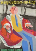 German Federal Railroad Original Vintage German Travel Poster Every Cutomer is Our King