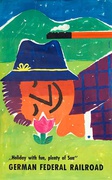 Holiday With Fun, German Federal Railroad Original Vintage German Travel Poster