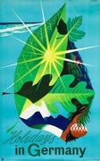 German Holidays Leaf Original Vintage German Travel Poster