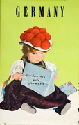German Travel Poster Girl Reading Letter