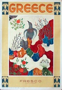 Greece Original Vintage Greek Travel Poster Fresco