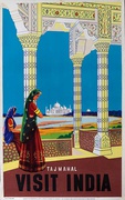 Taj Mahal Visit India India Original Vintage Travel Poster 