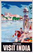 Udaipur India Original Vintage Travel Poster 