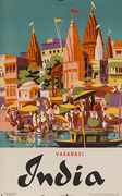 Varanasi Original Vintage India Travel Poster