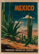 Town Scene with Cactus Original Mexican Travel Poster