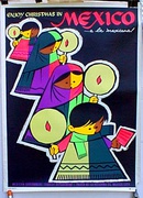 Mexico Original Vintage Travel Poster Christmas in Mexico