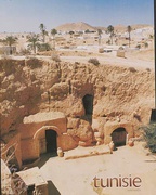 Original Tunisia Travel Poster Mud Huts