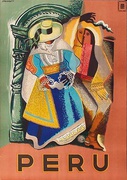 Peru Original Vintage Travel Poster Couple