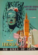 Charms of Andalusia Spain Original Vintage Travel Poster 