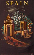 Spain Original Vintage Travel Poster Villemot brown/black