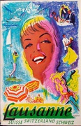 Lausanne Original Vintage Swiss Travel Poster 