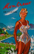 Montreux Original Vintage Swiss Travel Poster 