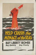 Help Crush The Meance Of the Seas Original WWI Liberty Bond Poster