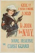 Gee I Wish I Were a Man I'd Join The Navy Naval Reserve or Coast Guard Original WWI  Recruiting Poster