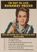 Lick Runaway Prices Original Vintage WWII Poster 