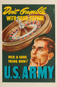 Original WWII US Army Recruiting Poster Don't Gamble
