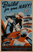 Build For Your Navy Original American WWII Recruiting Poster WPA