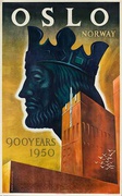 Oslo Norway 900 Years 1950 Original Travel Poster