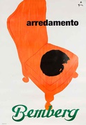 Bemberg Original Swiss Advertising Poster Cat in Chair