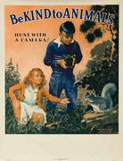 Be Kind To Animals Original American Animal Rights Poster Hunt With A Camera