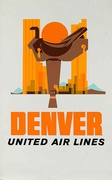 United Air Lines Denver Original Travel Poster Denver