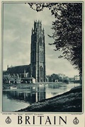 Britain Boston Stump Original Travel Poster B&W Photo