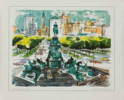 United Airlines Small Sized Original Travel Print Philadelphia Ben Frankin