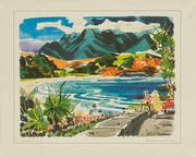 United Airlines Small Sized Original Travel Print [[Hawaii]] Waikiki Beach