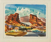 United Airlines Small Sized Original Travel Print Red Rocks Colorado