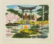 United Airlines Small Sized Original Travel Print  Tea Garden [[San Francisco]]