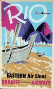 Braniff Eastern Air Lines Rio de Janeiro Original Travel Poster Brazil