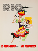 Braniff Airways Rio de Janeiro Original Travel Poster Woman Brazil