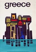 Greece Building Scene Original Greek Travel Poster