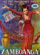 Philippines Air lines Original Travel Poster Zamboanga