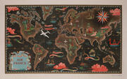 Air France Planosphere Black Original Route Map Travel Poster