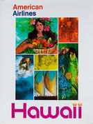 American Airlines Original Travel Poster Hawaii icons