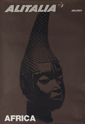 Alitalia Travel Poster Africa clay head figure