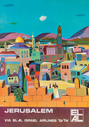 Original El Al Travel Poster Jerusalem