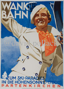 Wank Bahn Original German Ski Travel Poster
