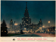 The Soviet Union Welcomes You Original Intourist Travel Poster Moscow State University