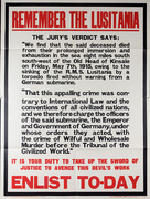 Remember the Lusitania Enlst To-Day Original British WWI Recruiting Poster (v, xxl)