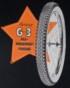 Famous G 3 Tread Original American 1950s Bicycle Shop Poster
