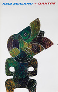 New Zealand Original Qantas Travel Poster tribal image