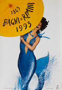 Original 150th Anniversary Rimini Italy Travel Poster Mermaid