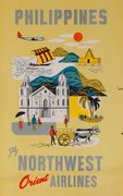 Northwest Orient Airlines Original Travel Poster Philippines