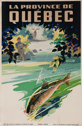 La Province de Quebec Original Canadian Travel Poster Fly Fishing
